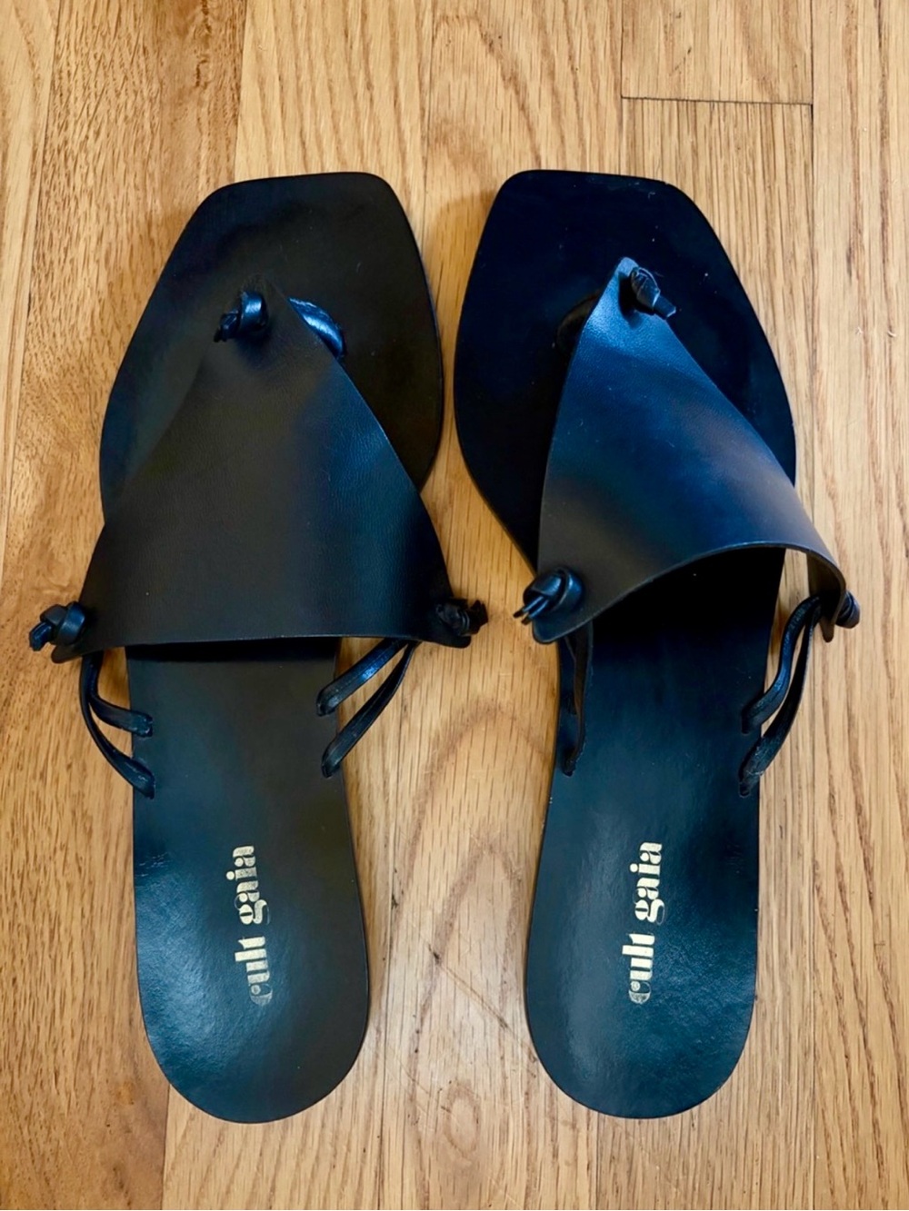 Cult Gaia Tina Leather Sandals Black